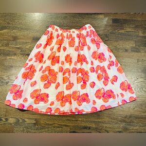Lane Bryant Neon Floral Midi Skirt 18/20 Pink Orange Roses Pockets Garden Flair